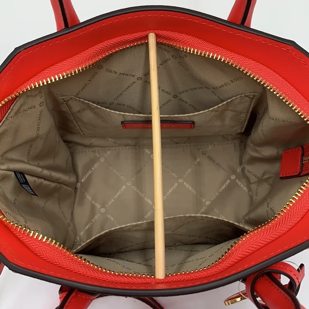 MICHAEL KORS AVRIL SMALL TOP ZIP SATCHEL CORAL RIFF COLOR